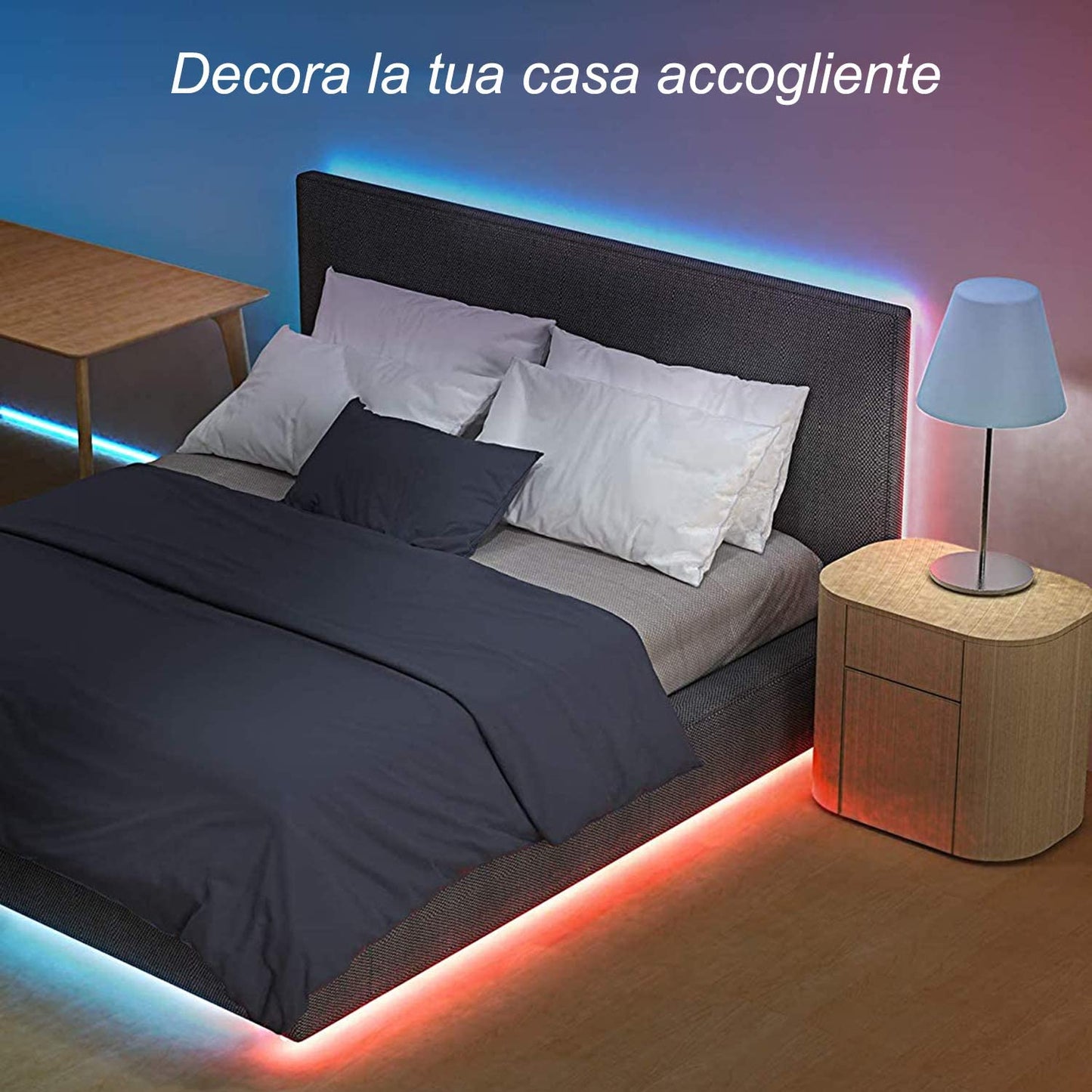 Decoled Striscia LED 5m Bluetooth, striscia flessibile 150 LED RGB Impermeabili, controllata da App o Telecomando, Luci LED adatto per TV, Camera da letto, Natale, Feste e Decorazioni per la casa