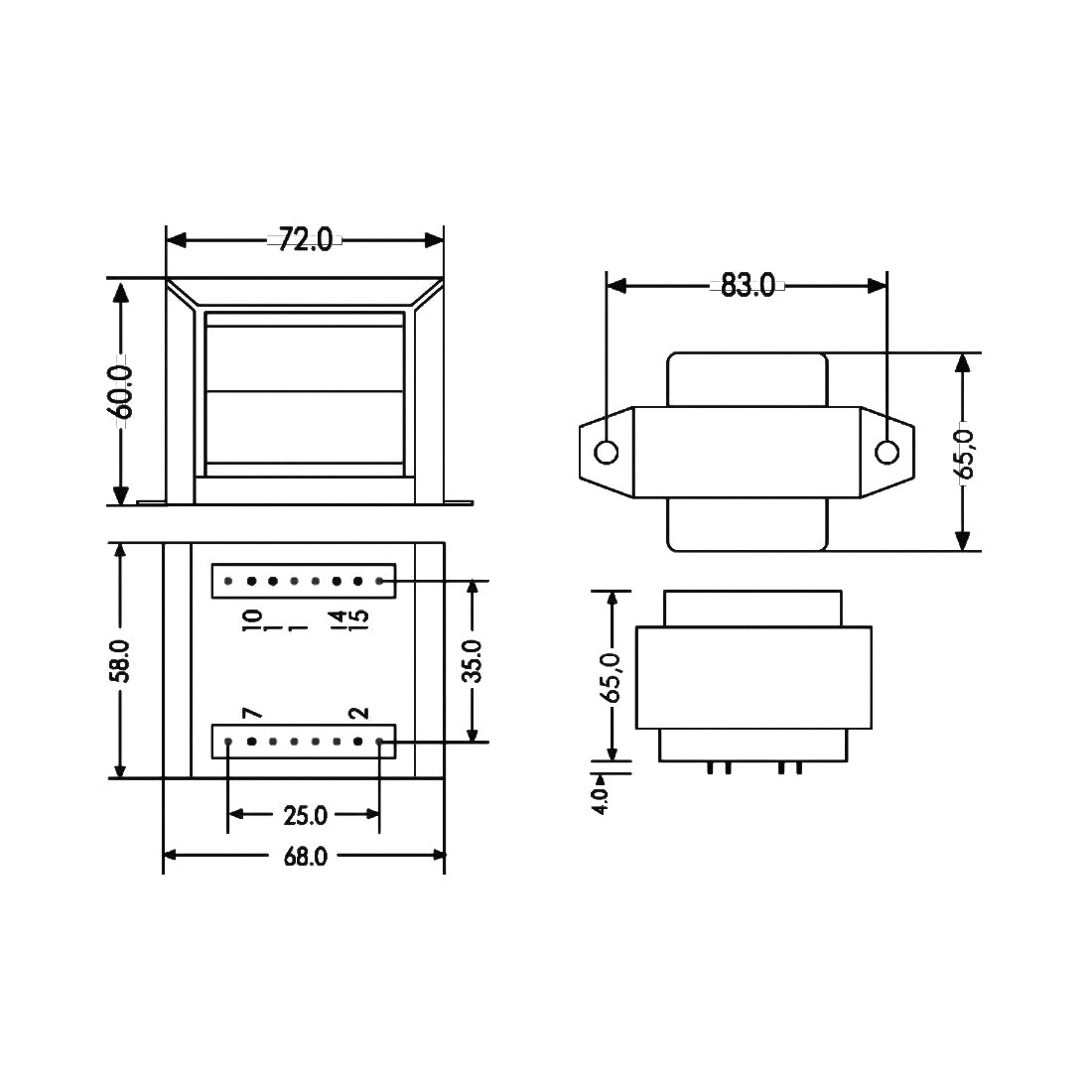 Alpha Elettronica Trasformatore per PCB 40W - 24+24V, regolatore di corrente, trasformatore per scheda a circuito stampato