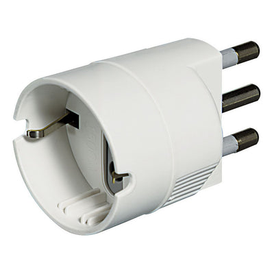 Bticino Adapter with 2P+E 16A plug and German socket, white colour, Schuko socket