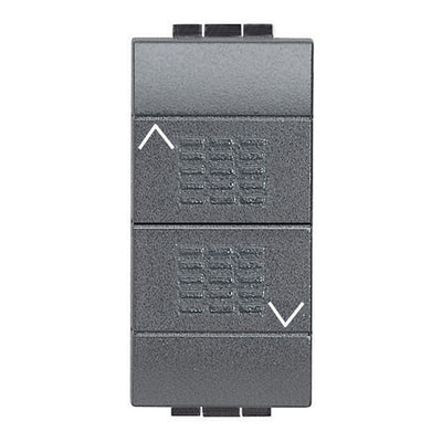 Bticino pulsante doppio (1P/NO)+(1P/NO) interbloccato, interruttore basculante, pulsante doppio 10A 250 Vac, colore antracite, serie living