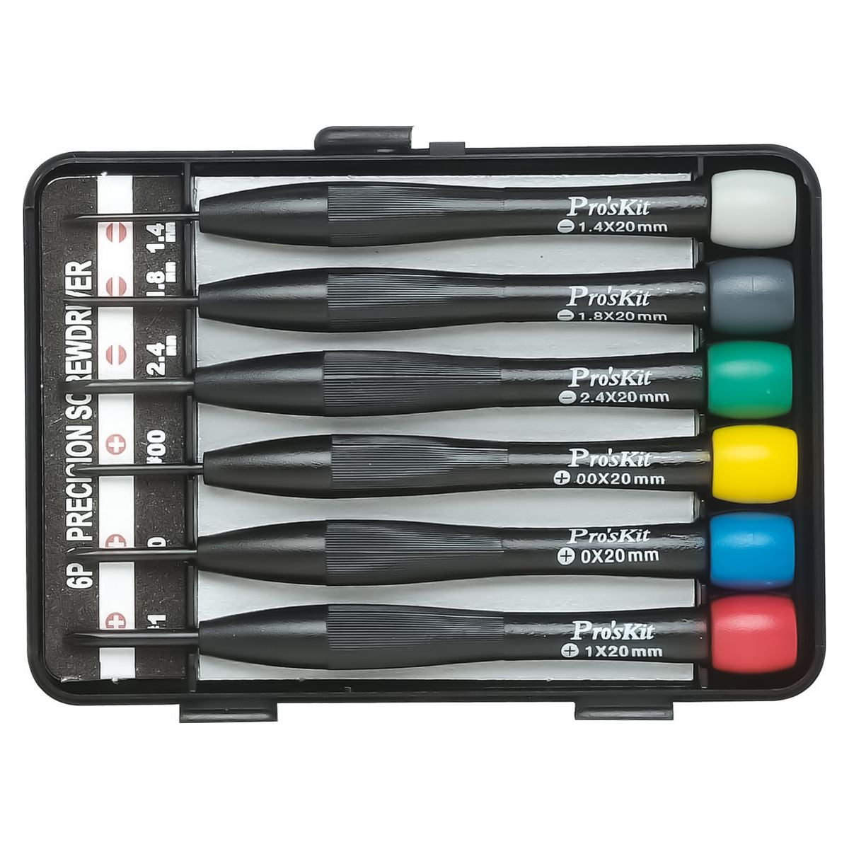 Pro'skit set of 6 Phillips and slotted screwdrivers, mini slotted and Phillips screwdriver kit with hard case