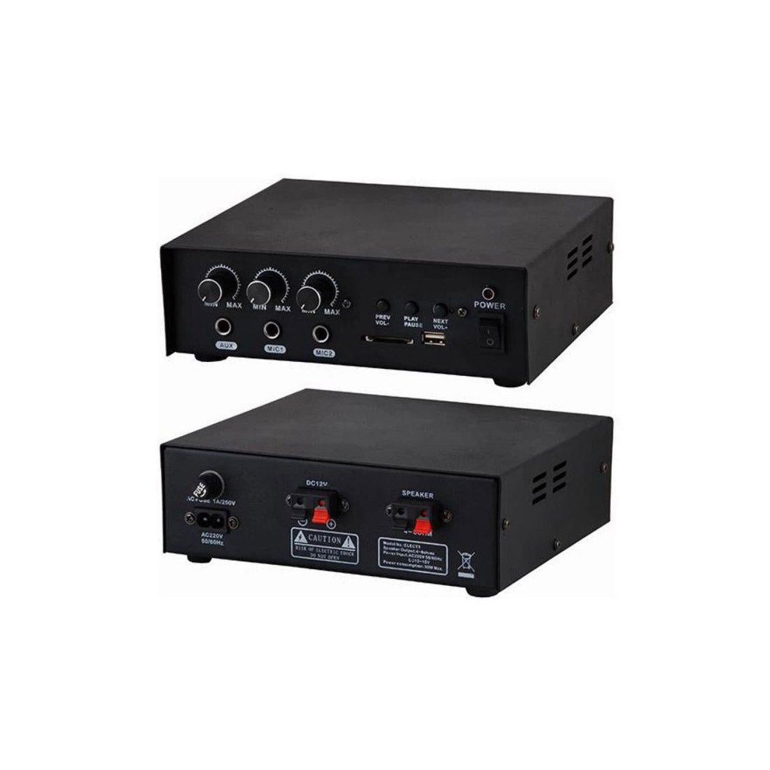 Gbc Kit amplificatore con microfono e diffusore a tromba, amplificatore audio con Mp3, amplificatore con lettore USB