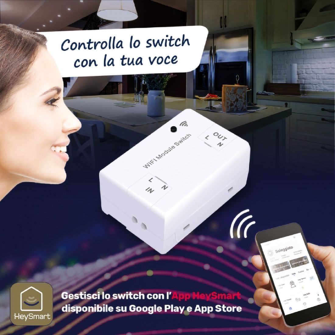iSnatch Module interrupteur wifi intelligent marche/arrêt encastré, module intelligent pour l'éclairage et les charges, commande vocale ou via application