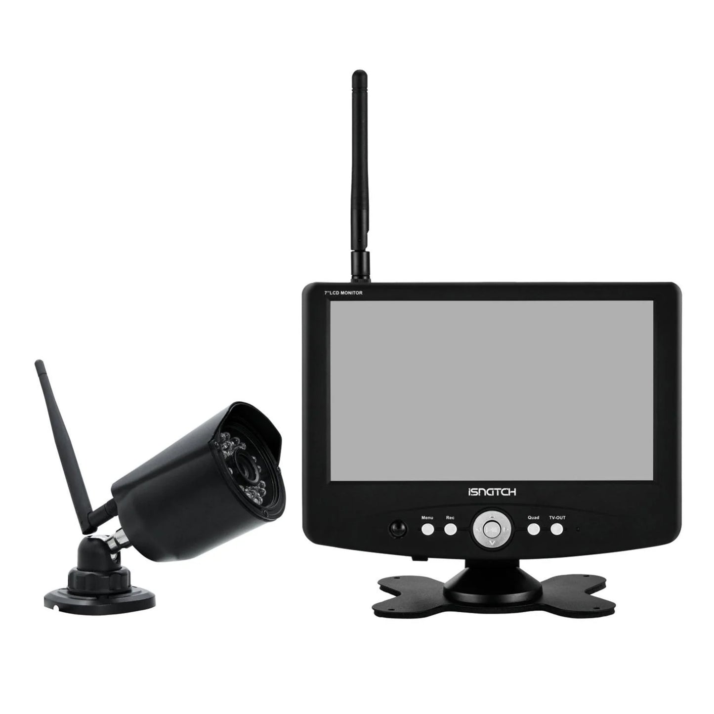 iSnatch 67.4000.90 Kit videosorveglianza con monitor DVR da 7” e telecamera wireless 720p, telecomando per controllo a distanza